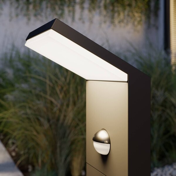 Lucande Nevio LED ösvény világítás, érzékelővel, 60 cm, antracit, Fekete, Alumínium, Modern