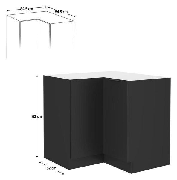 Alsó sarok konyhaszekrény Sobera 90x90 DN 2F BB (fekete)