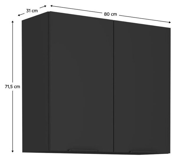 Felső konyhaszekrény Sobera 80 G 72 2F (fekete)