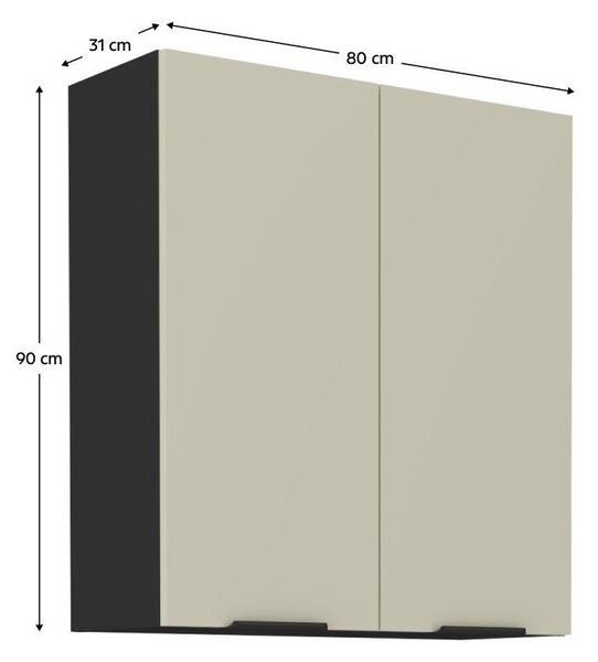Felső konyhaszekrény Arikona 80 G 90 2F (kasmír + fekete)