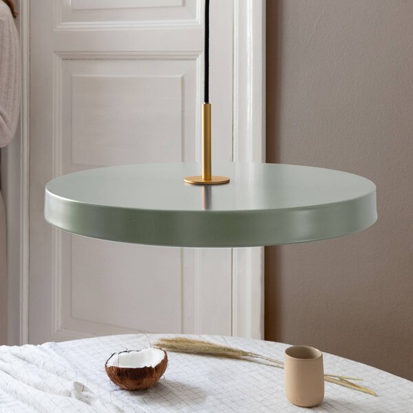 UMAGE LED lógó lámpa Asteria Medium világoszöld/sárgaréz Ø 43 cm, dimmelhető, Zöld, Nappali / Étkező, Alumínium, Dizájn