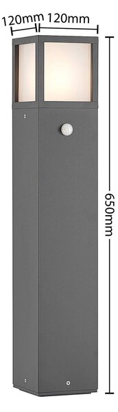 Lucande Dewari útvilágítás, mozgásérzékelő, E27, 65cm, IP54, dimmelhető, Alu / szürke / cink, Alumínium, Modern