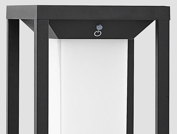 Lucande LED-es napelemes talapzatvilágítás Eliel, 34 cm, antracit, IP54, Fekete, Üveg, Modern