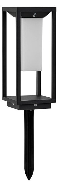 Lucande LED-es napelemes talapzatvilágítás Eliel, 34 cm, antracit, IP54, Fekete, Üveg, Modern