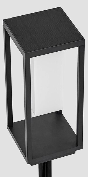 Lucande LED-es napelemes talapzatvilágítás Eliel, 34 cm, antracit, IP54, Fekete, Üveg, Modern