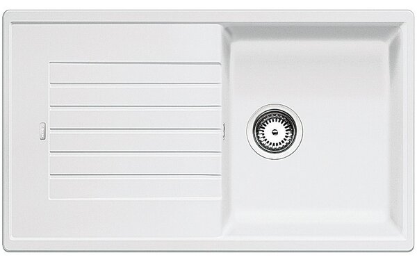 BLANCO ZIA 5S Silgranit egymedencés csepegtetőtálcás gránit mosogató, szifonnal, fehér, beépíthető