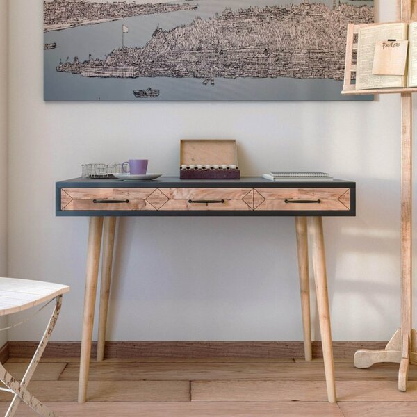 Milano antracitszürke-fenyő íróasztal 105 x 79 x 55 cm