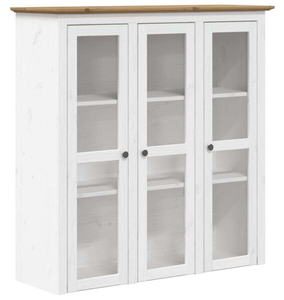 Bodo Fenyőfa Vitrinszekrény - Fehér/Barna - 115x37x121 cm