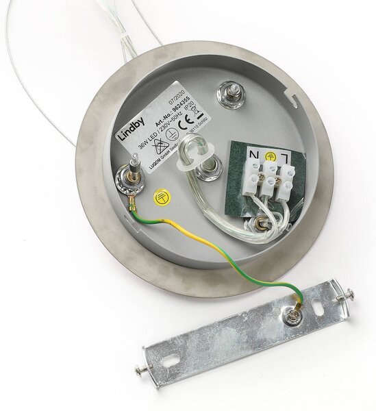 Lindby LED lógó világítás Gunda, fehér, üveg, Ø 47 cm, dimmelhető, dimmelhető, Fehér / opál, Nappali / Étkező, Üveg, Modern