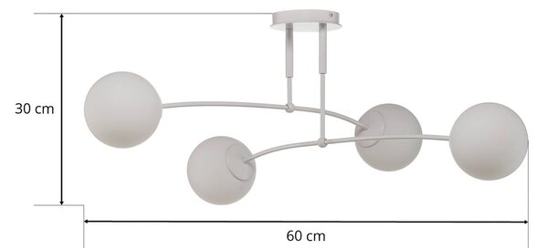 EMIBIG LIGHTING Pregos 4 mennyezeti világítás, izzós, fehér, dimmelhető, Fehér / opál, Folyosó, fém, Modern