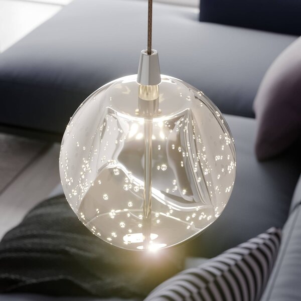 Lucande LED fali lámpa Hayley, króm színű, üveg, magasság 34 cm, Tiszta / átlátszó, Nappali / Étkező, Üveg, Modern