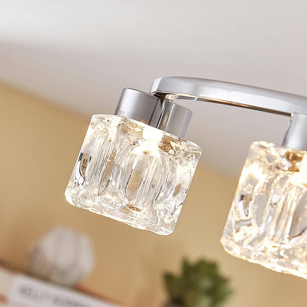 Lindby LED mennyezeti lámpa Yaro, 8-fényű, króm, fényerőszabályozós, dimmelhető, Króm / ezüst, Nappali / Étkező, fém, Modern