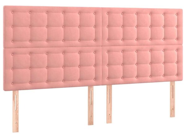 VidaXL Bársony Fejtámla Szett - Rózsaszín - 4 db - 180cm
