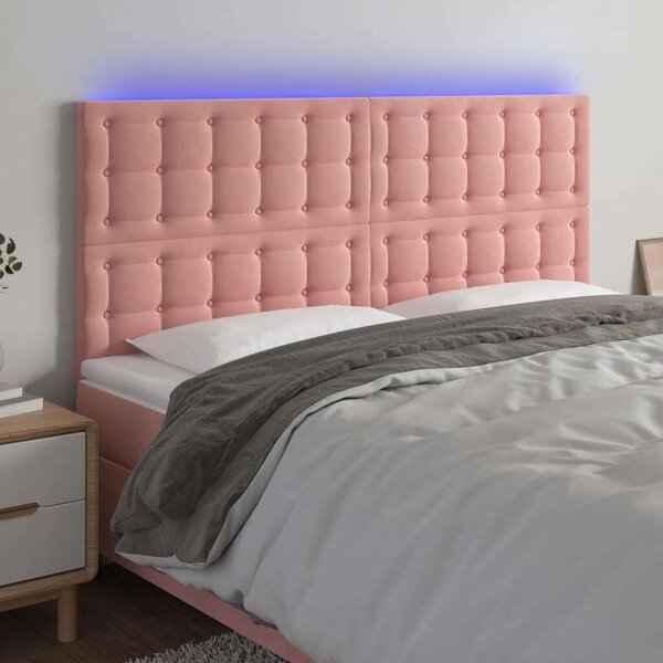 VidaXL LED-es Bársony Fejtámla - Rózsaszín - 180x128cm