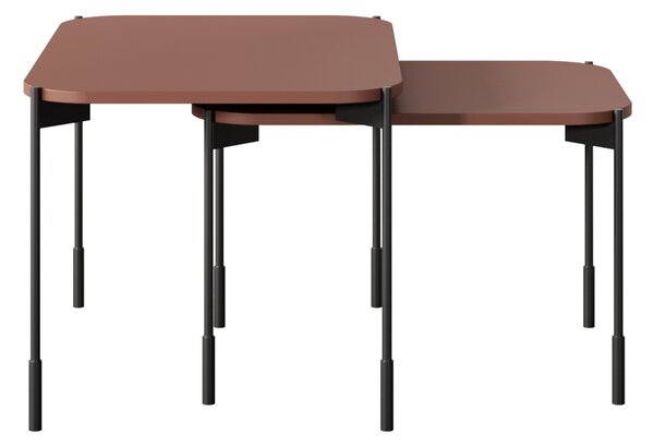 Sonatia dohányzóasztal 60 cm, téglalap alakú, fém lábakkal - bordó
