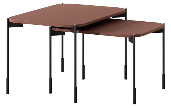 Sonatia dohányzóasztal 60 cm, téglalap alakú, fém lábakkal - bordó