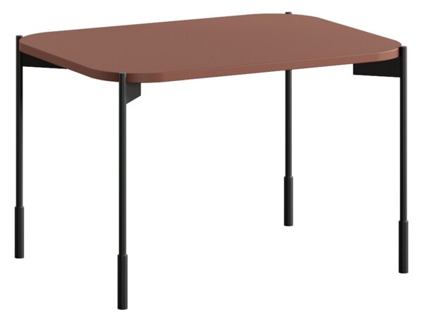 Sonatia dohányzóasztal 60 cm, téglalap alakú, fém lábakkal - bordó