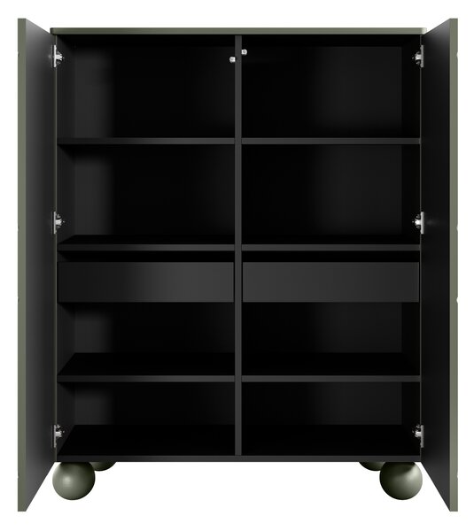 Sonatia II magas komód 120 cm, kétszárnyú, két rejtett fiókkal - olíva