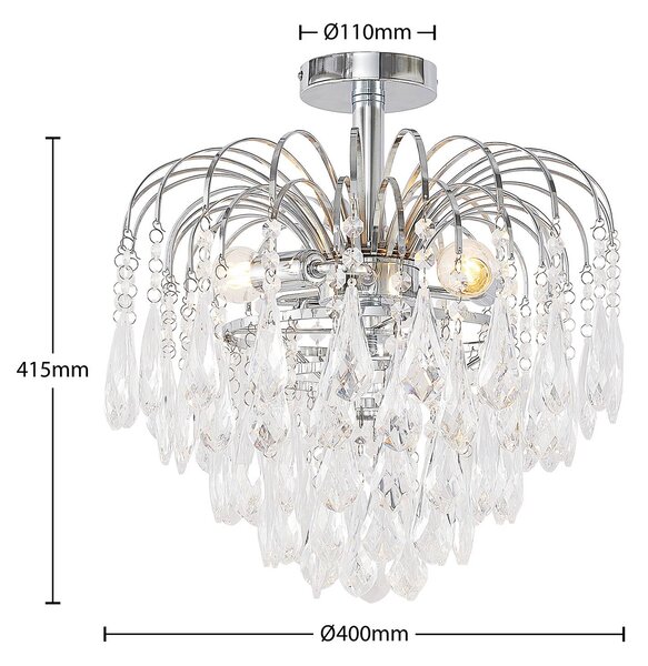 Lindby mennyezeti lámpa Silino, szürke, fém, Ø 40cm, E14, dimmelhető, Króm / ezüst, Nappali / Étkező, fém, Modern