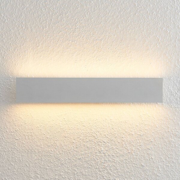 Lindby Ignazia LED fali világítás, 47 cm, fehér, fém, felfelé/lefelé, dimmelhető, Fehér / opál, Nappali / Étkező, fém, Modern
