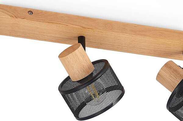 Lindby Evinora mennyezeti spotlámpa, 77 cm, fekete, 4 lámpás, fa, dimmelhető, Sötét fa, Nappali / Étkező, Fa, Modern