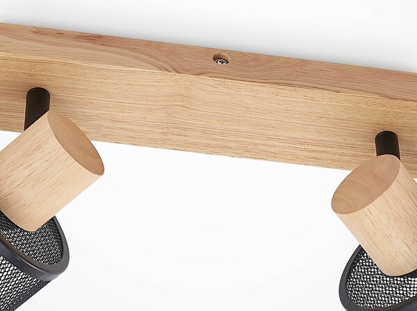 Lindby Evinora mennyezeti spotlámpa, 77 cm, fekete, 4 lámpás, fa, dimmelhető, Sötét fa, Nappali / Étkező, Fa, Modern