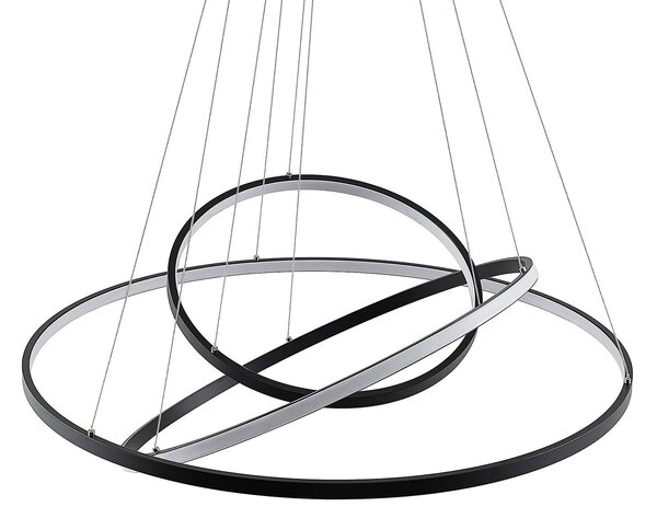 Lucande LED függő világítás Ezana, fekete, fém, Ø 80 cm, dimmelhető, Fekete, Nappali / Étkező, fém, Modern