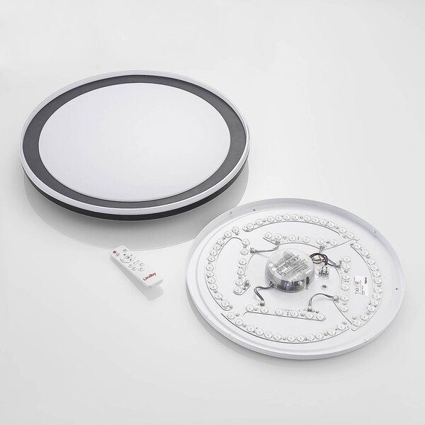 Lindby LED mennyezeti lámpa Verdan, fekete, fém, dimmelhető, CCT, dimmelhető, Fekete, Nappali / Étkező, fém, Modern