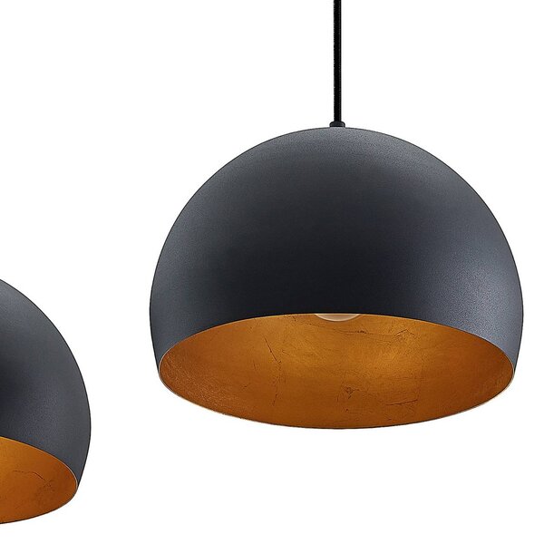 Lindby függőlámpa Tarjei, hossza 120cm, fekete/arany, fém, dimmelhető, Fekete, Nappali / Étkező, fém, Modern