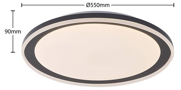 Lindby LED mennyezeti lámpa Verdan, fekete, fém, dimmelhető, CCT, dimmelhető, Fekete, Nappali / Étkező, fém, Modern