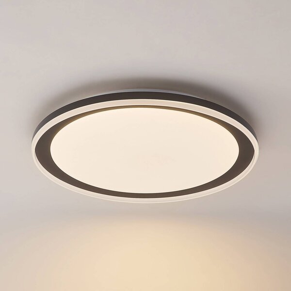 Lindby LED mennyezeti lámpa Verdan, fekete, fém, dimmelhető, CCT, dimmelhető, Fekete, Nappali / Étkező, fém, Modern
