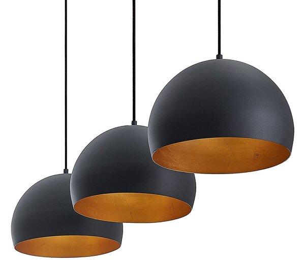 Lindby függőlámpa Tarjei, hossza 120cm, fekete/arany, fém, dimmelhető, Fekete, Nappali / Étkező, fém, Modern