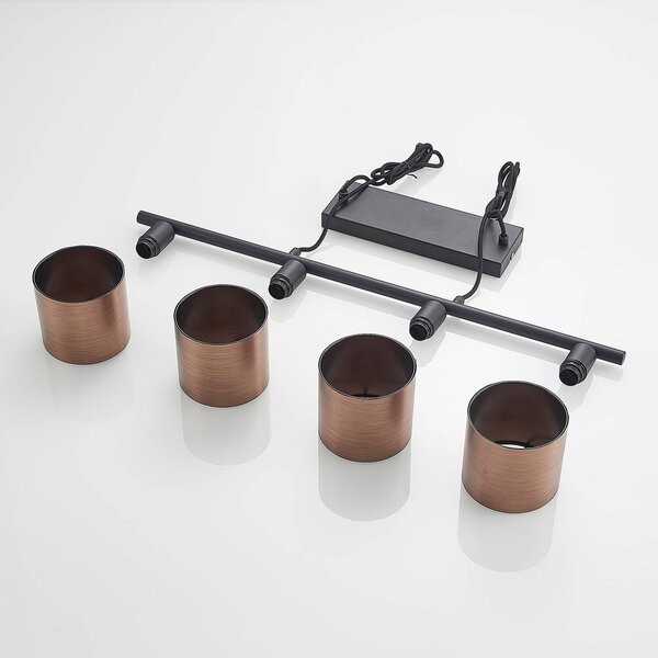 Lindby Joudy függő lámpa, 4 izzós, sötét bronz, dimmelhető, Bronz / antik sárgaréz, Nappali / Étkező, fém, Modern