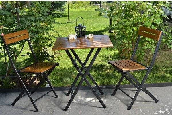 Bistro Set dió-fekete asztal és szék szett (3 darab)