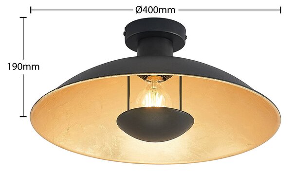 Lindby mennyezeti lámpa Narisara, Ø 40 cm, E27, fekete-arany, dimmelhető, Fekete, Nappali / Étkező, fém, Modern