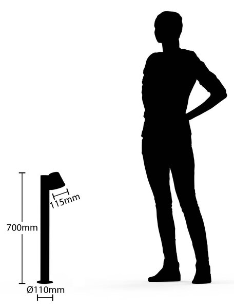 Lindby lámpatest Ileyna, antracit, fém, 70cm, dimmelhető, Fekete, fém, Modern