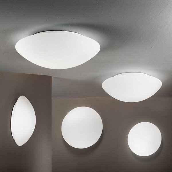 Fabas Luce Pandora mennyezeti lámpa, Ø 36 cm, üveg, fehér, dimmelhető, Fehér / opál, Nappali / Étkező, Üveg