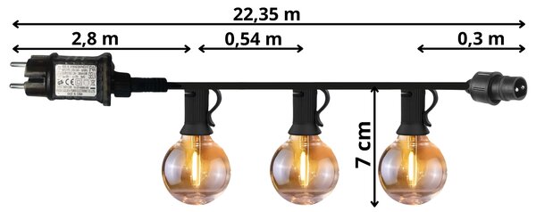 JAKS Kültéri LED fényfüzér 20 LED, 15 m