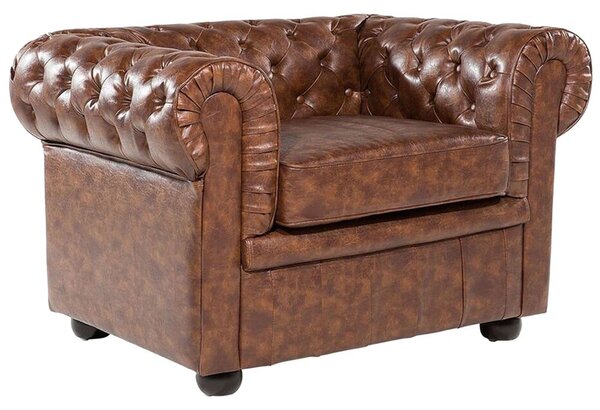 Fotel CHESTERFIELD Műbőr Aranybarna