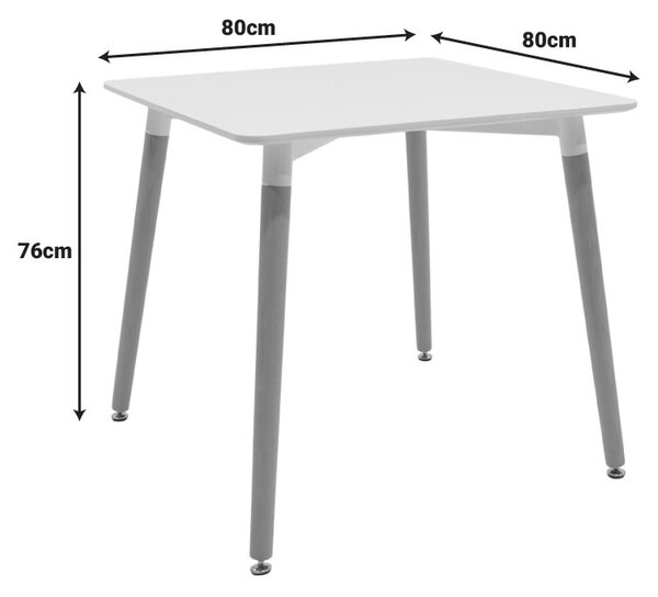 Set masa si scaune dining, 5 buc, Julita Natali, Natural, 80x80x76 cm