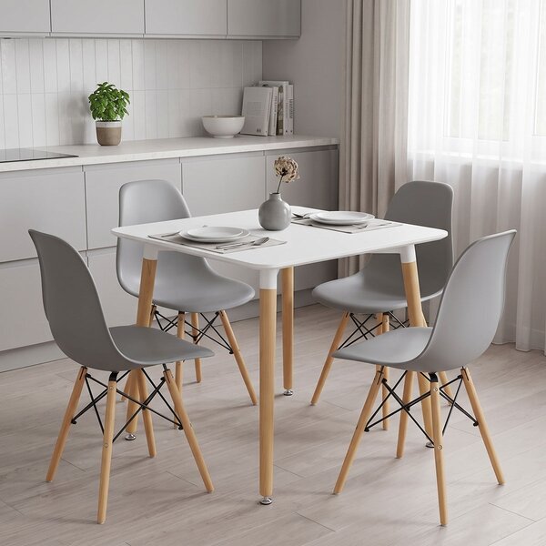 Set masa si scaune dining, 5 buc, Julita Natali, Natural, 80x80x76 cm