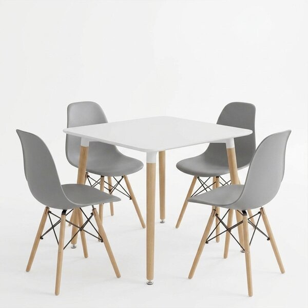 Set masa si scaune dining, 5 buc, Julita Natali, Natural, 80x80x76 cm