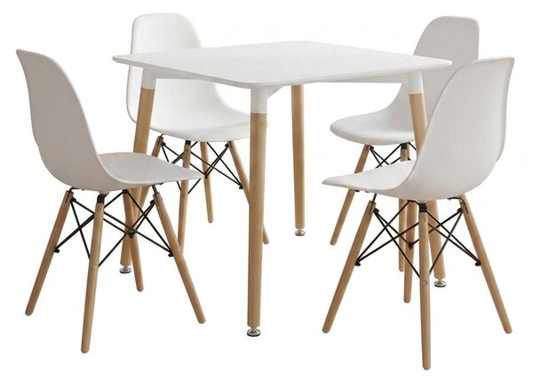 Set masa si scaune dining, 5 buc, Julita Natali, Natural, 80x80x76 cm