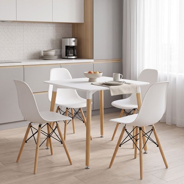 Set masa si scaune dining, 5 buc, Julita Natali, Natural, 80x80x76 cm