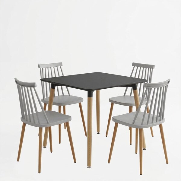 Set masa si scaune dining, 5 buc, Aurora Natali, Alb, 80x80x76 cm