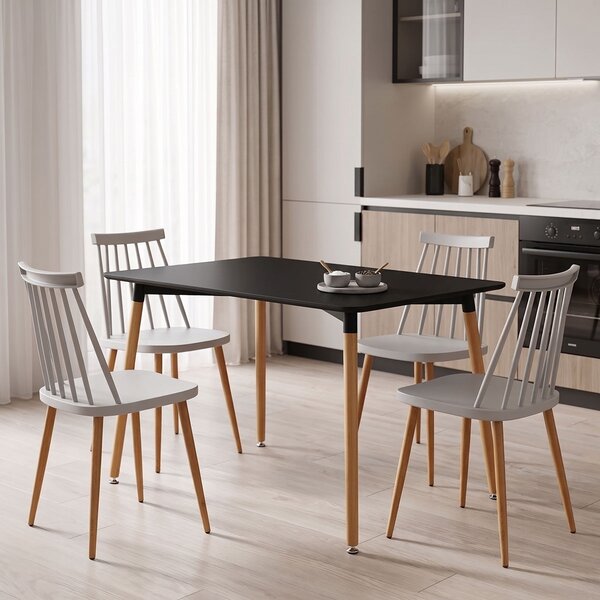 Set masa si scaune dining, 5 buc, Aurora Natali, Alb, 120x80x76 cm