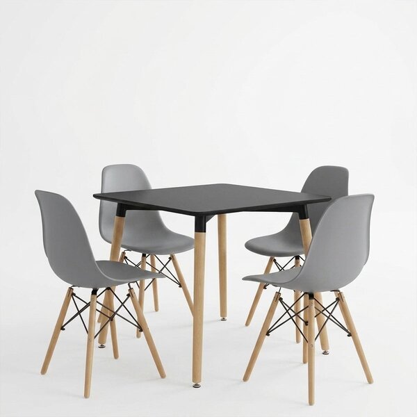 Set masa si scaune dining, 5 buc, Julita Natali, Natural, 80x80x76 cm