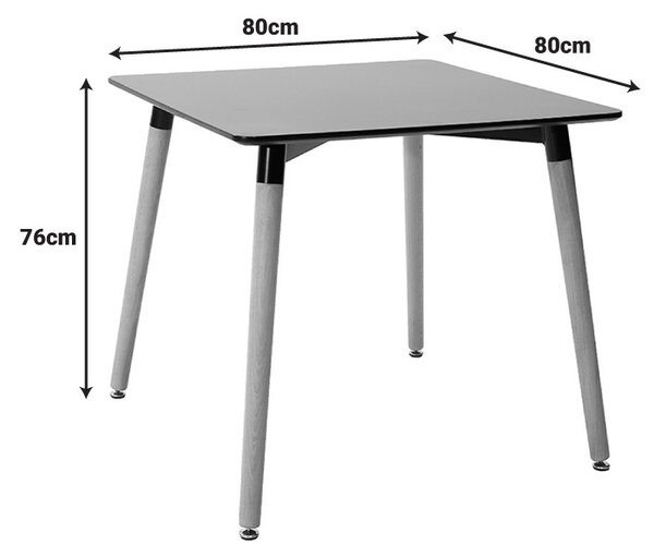Set masa si scaune dining, 5 buc, Ezra, Negru, 80x80x76 cm
