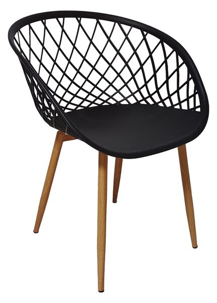 Set masa si scaune dining, 5 buc, Ezra, Negru, 80x80x76 cm