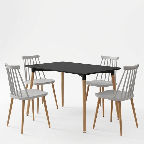 Set masa si scaune dining, 5 buc, Aurora Natali, Alb, 120x80x76 cm